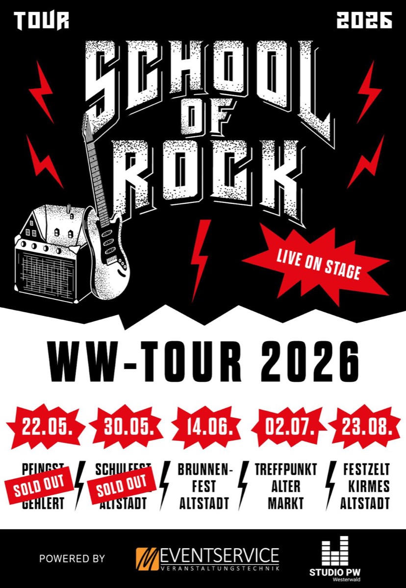 Tourplakat der WW-Tour 2026 mit vier Terminen, zwei davon mit Sold-out-Stempel